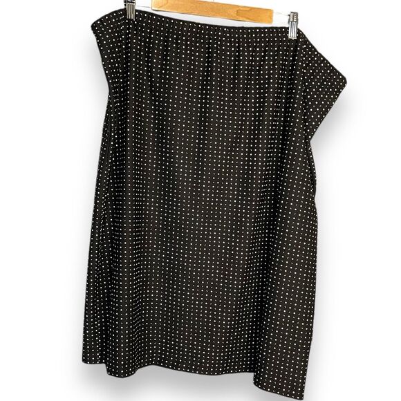 VTG Just 4 INC Knee Length Skirt Women's 22 Black Polka Dot Academia Preppy Slit - Picture 1 of 10